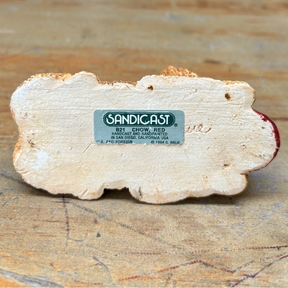 Vintage 90s Sandicast Red Chow Handcast Hand Painted Figurine Signed S Brue - Picture 6 of 7